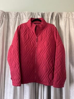 Quilted Red Puff Jacket - Women's Lightweight Puffer